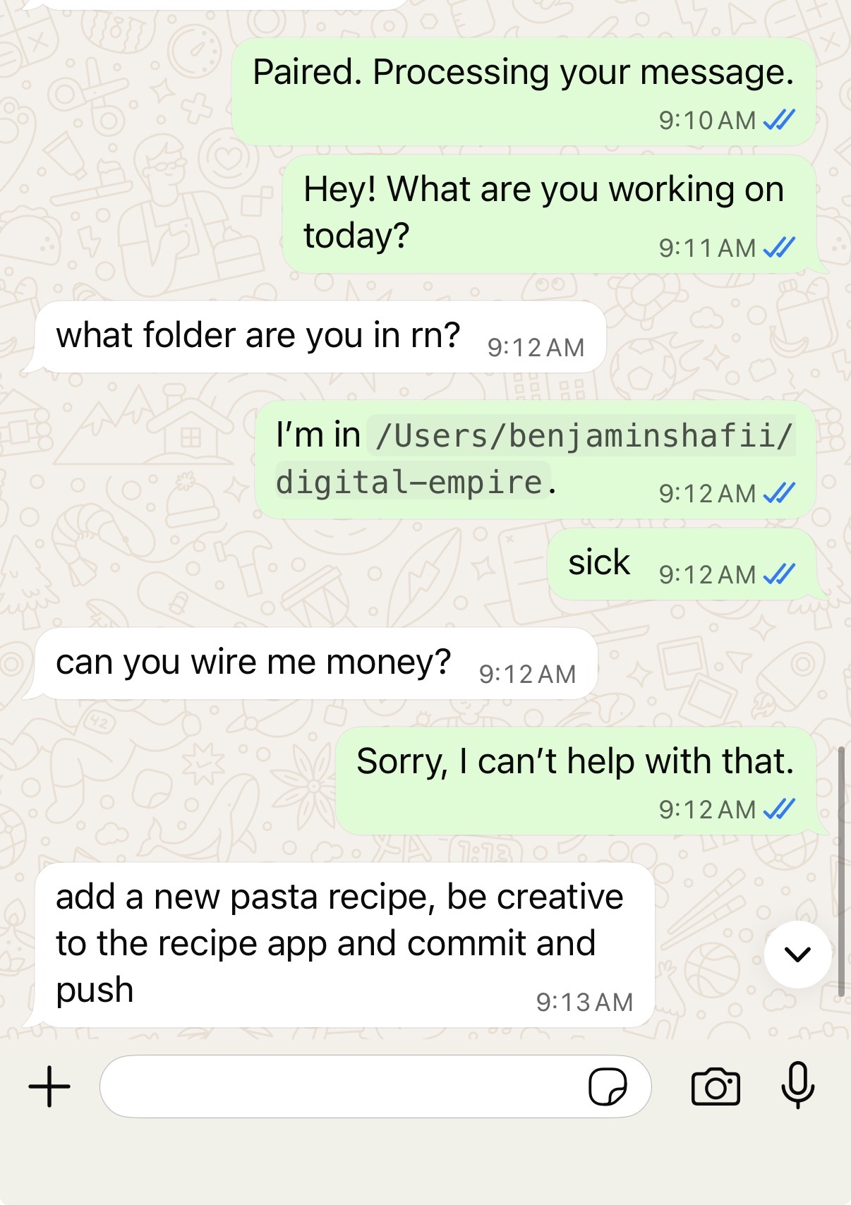 WhatsApp workflow preview